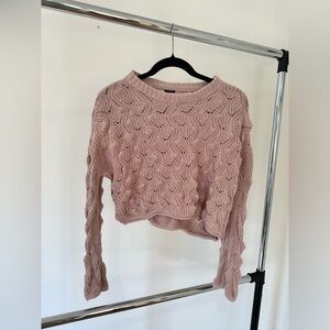 Cropped Pink Knit Sweater - Size M - Moon & Madison